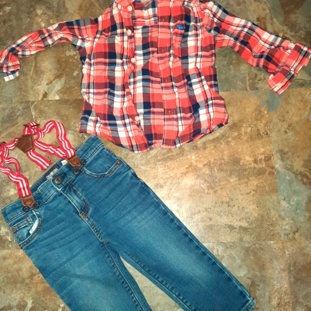 12 month suspenders and button up 12 month polo